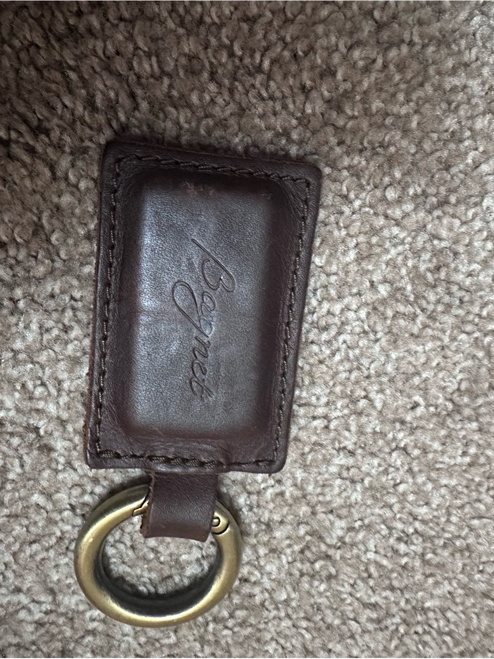 Bagnet Dark Brown Leather Key Fob with Brass Ring